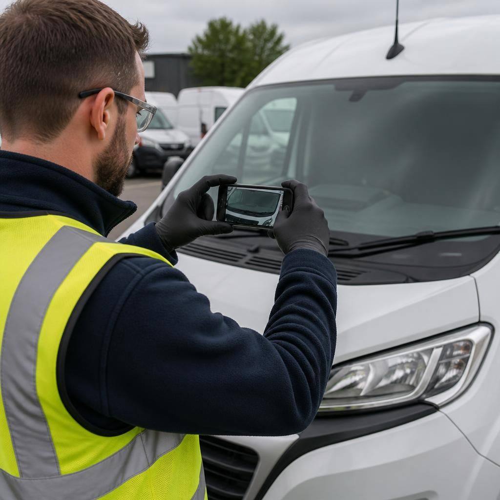 Technician preparing a vehicle windscreen for glass replacement